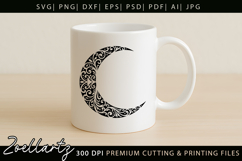 Floral Celestial Moon SVG Cut File Moon Mandala Silhouette Product Image 4