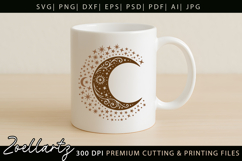 Celestial Moon SVG Cut File Floral Moon Mandala Silhouette Product Image 3