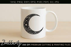 Celestial Moon SVG Cut File Floral Moon Mandala Silhouette Product Image 3