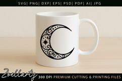 Celestial Moon SVG Cut File Floral Moon Mandala Silhouette Product Image 4