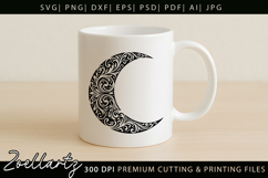 Floral Celestial Moon SVG Cut File Moon Mandala Silhouette Product Image 4