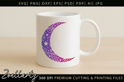 Celestial Moon SVG Cut File Floral Moon Mandala Silhouette Product Image 4