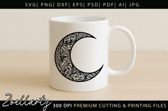 Celestial Moon SVG Cut File Floral Moon Mandala Silhouette Product Image 4
