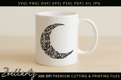 Celestial Moon SVG Cut File Floral Moon Mandala Silhouette Product Image 4