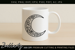 Celestial Moon SVG Cut File Floral Moon Mandala Silhouette Product Image 5
