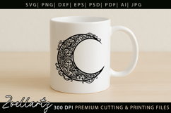 Celestial Moon SVG Cut File Floral Moon Mandala Silhouette Product Image 4