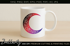 Celestial Moon SVG Cut File Floral Moon Mandala Silhouette Product Image 4