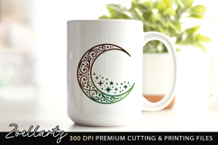 Celestial Moon SVG Cut File Floral Moon Mandala Silhouette Product Image 6