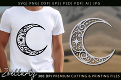 Celestial Moon SVG Cut File Floral Moon Mandala Silhouette Product Image 5