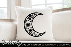 Celestial Moon SVG Cut File Floral Moon Mandala Silhouette Product Image 2
