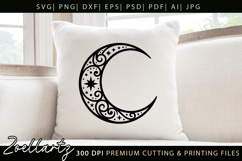 Celestial Moon SVG Cut File Floral Moon Mandala Silhouette Product Image 6