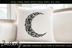 Floral Celestial Moon SVG Cut File Moon Mandala Silhouette Product Image 4