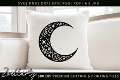 Celestial Moon SVG Cut File Floral Moon Mandala Silhouette Product Image 2