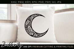 Celestial Moon SVG Cut File Floral Moon Mandala Silhouette Product Image 2