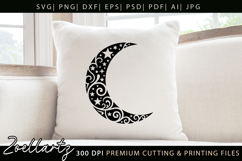 Celestial Moon SVG Cut File Floral Moon Mandala Silhouette Product Image 3