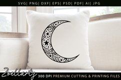 Celestial Moon SVG Cut File Floral Moon Mandala Silhouette Product Image 3