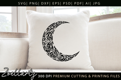 Celestial Moon SVG Cut File Floral Moon Mandala Silhouette Product Image 5