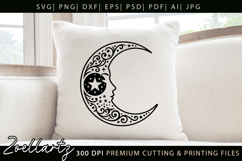 Celestial Moon SVG Cut File Floral Moon Mandala Silhouette Product Image 4