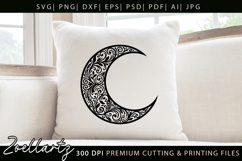 Celestial Moon SVG Cut File Floral Moon Mandala Silhouette Product Image 6