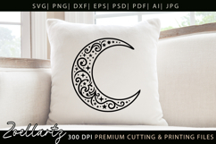 Celestial Moon SVG Cut File Floral Moon Mandala Silhouette Product Image 4