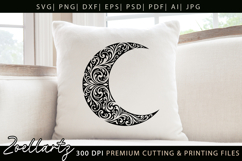 Floral Celestial Moon SVG Cut File Moon Mandala Silhouette Product Image 2