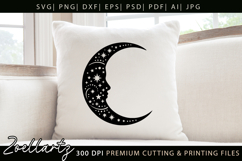 Celestial Moon SVG Cut File Floral Moon Mandala Silhouette Product Image 2