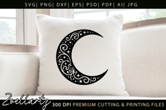 Celestial Moon SVG Cut File Floral Moon Mandala Silhouette Product Image 5