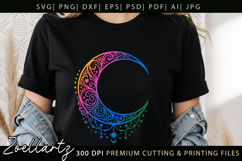 Celestial Moon SVG Cut File Floral Moon Mandala Silhouette Product Image 3