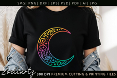 Celestial Moon SVG Cut File Floral Moon Mandala Silhouette Product Image 3