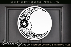 Celestial Moon SVG Cut File Floral Moon Mandala Silhouette Product Image 2