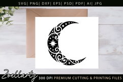Celestial Moon SVG Cut File Floral Moon Mandala Silhouette Product Image 2