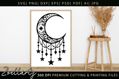 Celestial Moon SVG Cut File Floral Moon Mandala Silhouette Product Image 4
