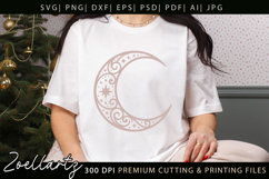 Celestial Moon SVG Cut File Floral Moon Mandala Silhouette Product Image 7