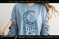 Celestial Moon SVG Cut File Floral Moon Mandala Silhouette Product Image 5