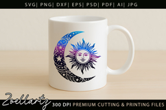 Celestial Moon Sun SVG Cut File Floral Moon Sun Silhouette Product Image 4