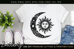 Celestial Moon Sun SVG Cut File Floral Moon Sun Silhouette Product Image 6