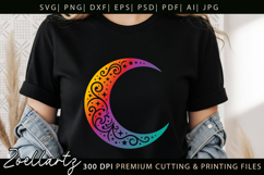Celestial Moon SVG Cut File Floral Moon Mandala Silhouette Product Image 3