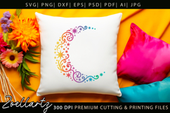 Celestial Moon SVG Cut File Floral Moon Mandala Silhouette Product Image 6
