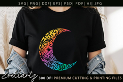 Floral Celestial Moon SVG Cut File Moon Mandala Silhouette Product Image 2