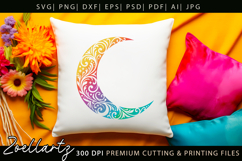 Celestial Moon SVG Cut File Floral Moon Mandala Silhouette Product Image 3
