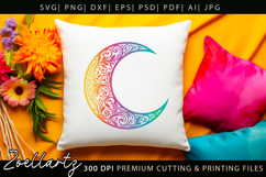 Celestial Moon SVG Cut File Floral Moon Mandala Silhouette Product Image 7