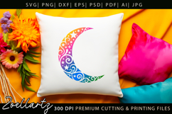 Celestial Moon SVG Cut File Floral Moon Mandala Silhouette Product Image 7