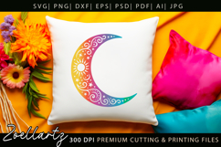 Celestial Moon SVG Cut File Floral Moon Mandala Silhouette Product Image 4
