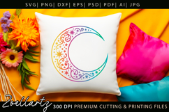 Celestial Moon SVG Cut File Floral Moon Mandala Silhouette Product Image 7