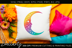 Celestial Moon SVG Cut File Floral Moon Mandala Silhouette Product Image 6