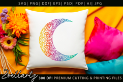 Floral Celestial Moon SVG Cut File Moon Mandala Silhouette Product Image 6
