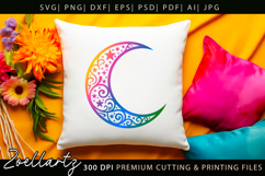 Celestial Moon SVG Cut File Floral Moon Mandala Silhouette Product Image 7