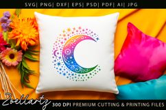 Celestial Moon SVG Cut File Floral Moon Mandala Silhouette Product Image 7