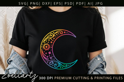 Celestial Moon SVG Cut File Floral Moon Mandala Silhouette Product Image 6
