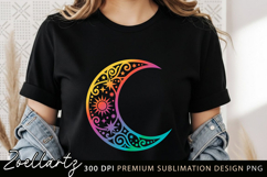 Celestial Moon SVG Cut File Floral Moon Mandala Silhouette Product Image 3